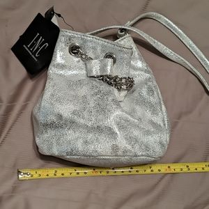 INC silver mini bucket bag